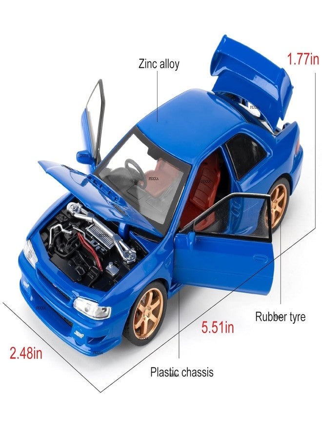 FEXXA سيارة FEXXA 1/32 متوافقة مع سيارة سوبارو إمبريزا WRX STI النموذجية، لعبة سيارة قابلة للتحصيل تعمل بالسحب للخلف مصنوعة من المعدن المصبوب مع أصوات وأضواء للأطفال والأولاد والبنات والكبار، هدية (أزرق) - Image 3